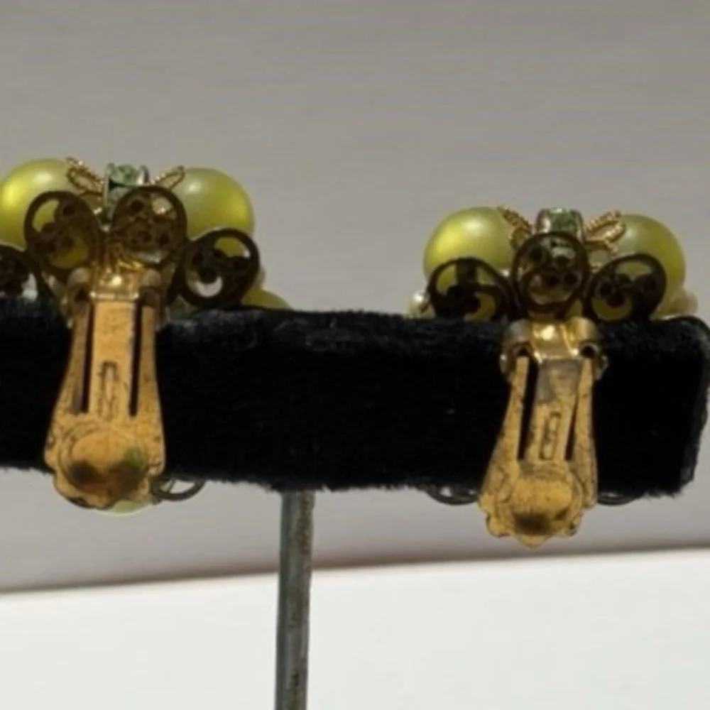 Antique Clip On Earrings, Over 1 inch in height